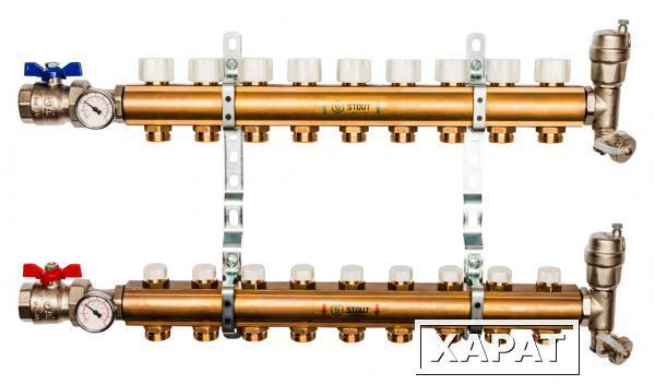 Фото Коллектор Stout из латуни без расходомеров 9 выходов