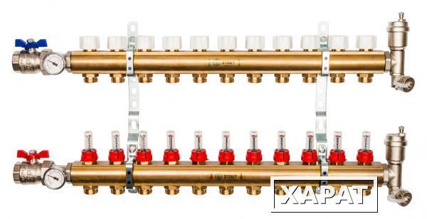 Фото Коллектор Stout из латуни с расходомерами 11 выходов