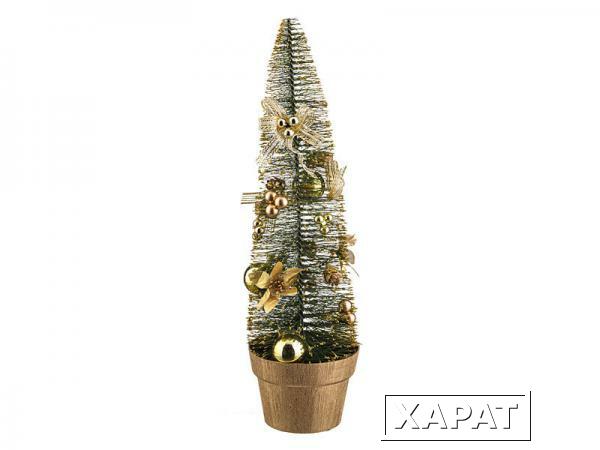Фото Изделие декоративное "елочка золотая с украшениями" в пвх коробке" высота = 45 см Polite Crafts&gifts (160-127)
