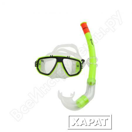 Фото Комплект для плавания: маска + трубка WAVE черно-зеленый MS-1313S5_ н