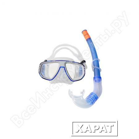 Фото Комплект для плавания: маска + трубка WAVE серо-синий MS-1313S5