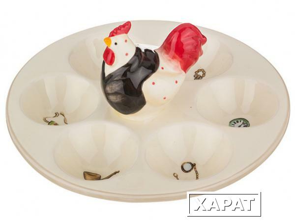 Фото Тарелка для 5-ти яиц "стильный петух" 17*17*9 см Hebei Grinding (140-120)