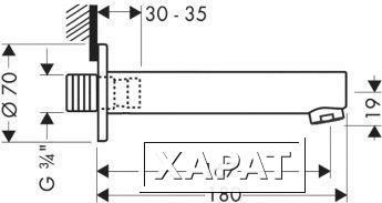 Фото AXOR Hansgrohe Axor Steel 35412800 Излив для наполнения ванны (нерж.сталь)