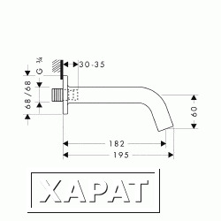 Фото Hansgrohe Axor Citterio M 34410000 Излив для наполнения ванны 180 мм (хром)