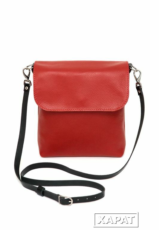 Фото Красная кожаная женская сумка через плечо Leto Red