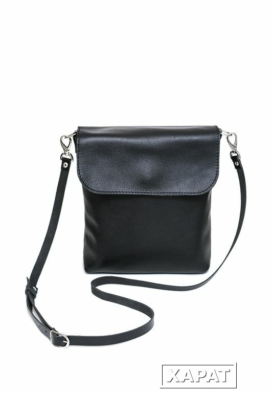 Фото Черная кожаная женская сумка через плечо Leto Black