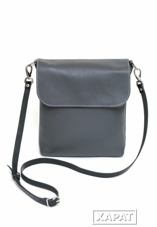Фото Серая кожаная женская сумка через плечо Leto Grey