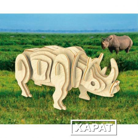 Фото Деревянная сборная модель Белый носорог