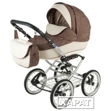 Фото Коляска 2 в 1 BeBe-mobile Santana Эко-кожа 734S коричневая с белым