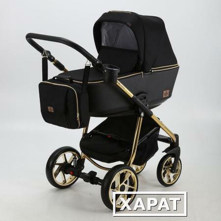 Фото Коляска 2 в 1 BeBe-mobile Gusto Special Edition эко-кожа черная с золотой рамой