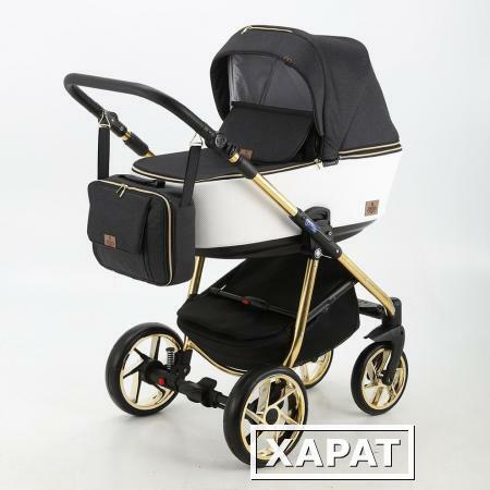 Фото Коляска 2 в 1 BeBe-mobile Gusto Special Edition эко-кожа белая/темно-серый с золотой рамой