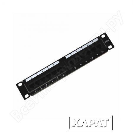 Фото Патч-Панель 10" 12 гнёзд RJ-45 Cаt.5e Dual IDC монтаж в стойку REXANT 04-0025