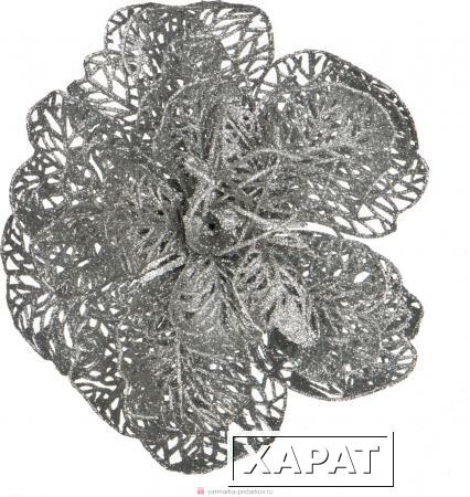 Фото Изделие декоративное роза на клипсе. диаметр 12см серебро