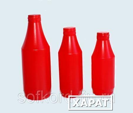 Фото Бутылка пластиковая для кетчупа ПНД с пробкой 0,500 мл красная (уп. 350 шт.)