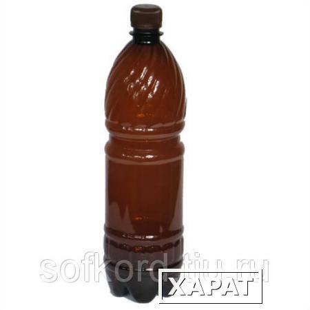 Фото Бутылка пластиковая ПЭТ- 1,0 л темная горло д-28мм (77 штук) с крышкой