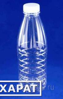 Фото Бутылка пластиковая ПЭТ- 1,0 л прозрачная горло д-38мм (60 штук) с крышкой