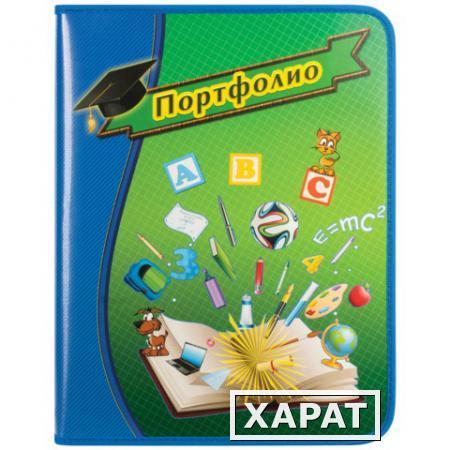 Фото Портфолио ШКОЛЬНИКА, универсальное, папка ламинированный картон, внутренний блок 8 листов, зеленое
