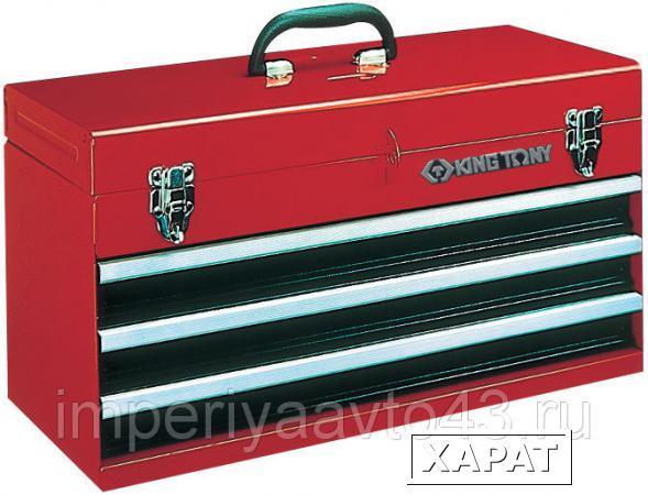 Фото Ящик инструментальный, 3 ящика и отсек, красный KING TONY 87401-3