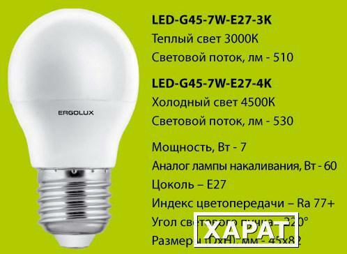 Фото Ergolux лампа светодиодная Шар мини 7Вт E27 4500K