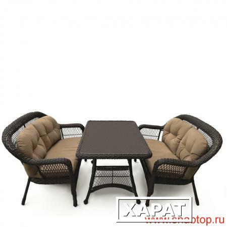 Фото Комплект плетеной мебели T130Br/LV520-1 Brown/Beige 4Pcs