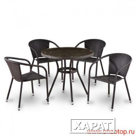 Фото Комплект плетеной мебели T283ANT/Y137C-W51 Brown 4Pcs