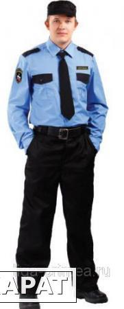 Фото Рубашка охранника с длинным рукавом мужская (цв.голубой с черной отделкой)