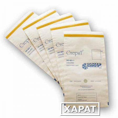 Фото Крафт-пакеты ВИНАР Пакеты бумажные самоклеящиеся "СтериТ" 50х170 мм (бел.влагопроч