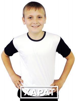 Фото Детские футболки с белыми и цветными рукавами 100% полиэстер