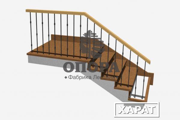 Фото Цена облицовки г-образной бетонной лестницы из дуба без ограждения