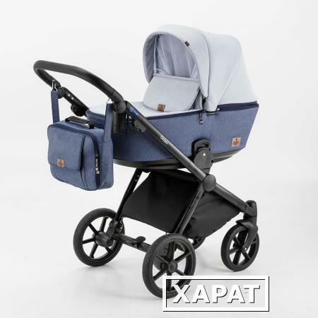 Фото Коляска 2 в 1 BeBe-mobile Cezaro синяя с светло-серым