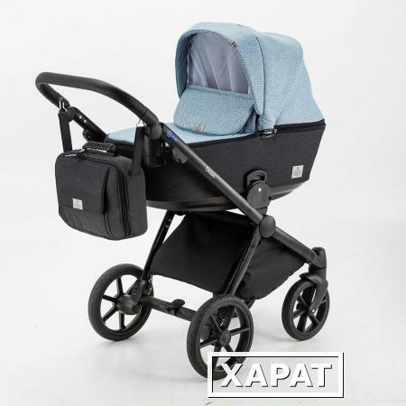 Фото Коляска 2 в 1 BeBe-mobile Cezaro черная с голубым