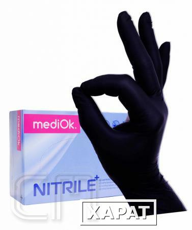 Фото Перчатки MediOk Перчатки одноразовые нитриловые неопудренные черные+ 4.4 гр. S