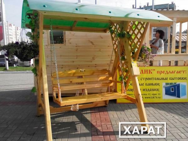 Фото Качели деревянные для отдыха