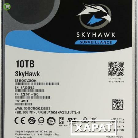 Фото HDD 10000 GB (10 TB) SATA-III SkyHawk (ST10000VX0004): Жесткий диск (HDD) для видеонаблюдения