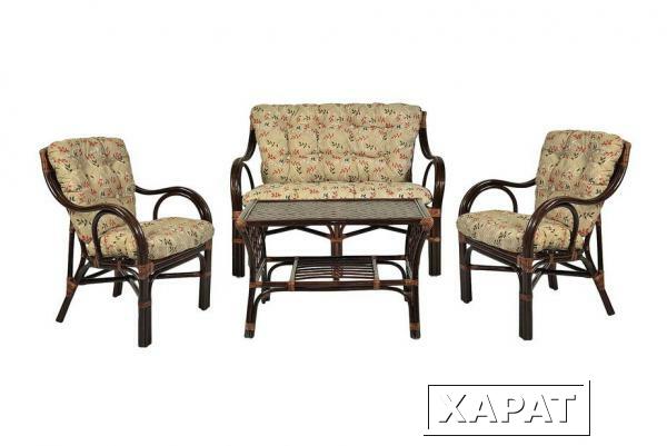 Фото Комплект мебели Макита диван+2 кресла+стол (Темно-коричневый)