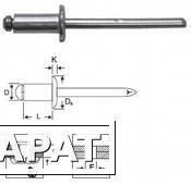 Фото Заклепка вытяжная лепестковая 4,8х16,0 стандарт аллюминий(AlMg 3,5%)/сталь