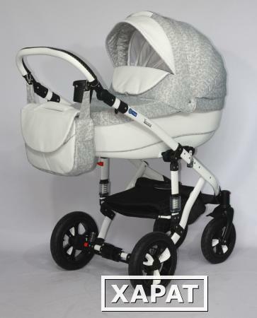 Фото Коляска 2в1 BeBe-Mobile Toscana Ecco 100% 716S кожа серая/светло-серая с рисунком