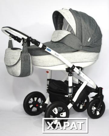 Фото Коляска 2в1 BeBe-Mobile Toscana Deluxe Len 604K серый + лен серый