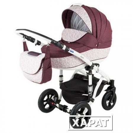 Фото Коляска 2в1 BeBe-Mobile Toscana 232W бордовый/розовый с цветами