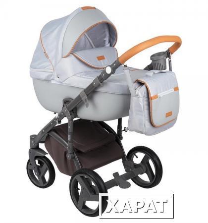 Фото Коляска 2в1 BeBe-Mobile Ravenna Deluxe V201 кожа 100 % оранжевая/светло-серая