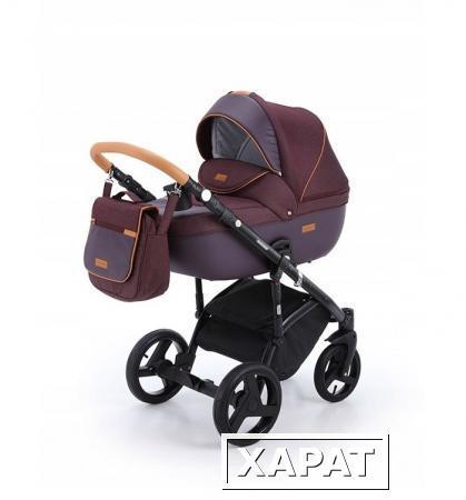 Фото Коляска 2в1 BeBe-Mobile Ravenna V6 кожа фиолетовая/оранжевая + фиолетовый