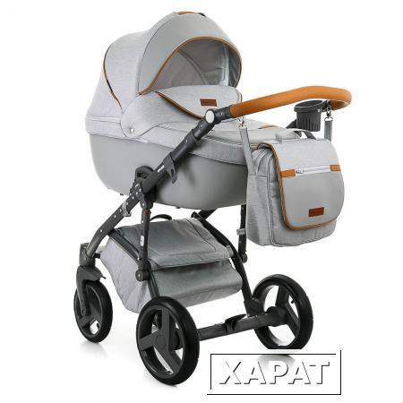 Фото Коляска 2в1 BeBe-Mobile Ravenna V1 кожа оранжевая + светло-серый