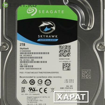 Фото HDD 2000 GB (2 TB) SATA-III SkyHawk (ST2000VX008): Жесткий диск (HDD) для видеонаблюдения