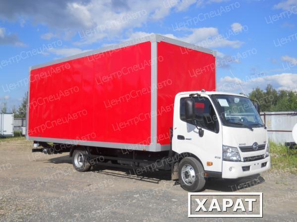 Фото Hino 300 промка+фанера + гидроборт (красный цвет)