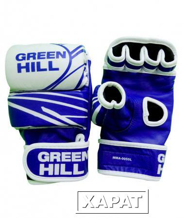 Фото Перчатки для смешанных единоборств Green Hill MMA-0055L, кожа, синий/белый (158224)