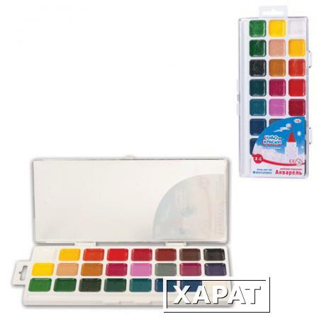 Фото Краски акварельные ГАММА "Чудо-краски", 24 цвета (24 кюветы: 22цв.+2бел.), медовые, пластиковая коробка с европодвесом, без кисти