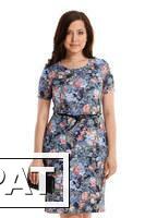 Фото Платье 100-012. Цветы.Темно-синий (пояс в комплекте) 48 размер