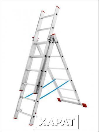 Фото Лестница трехсекционная алюминиевая Алюмет, 3х14, 395/701/954