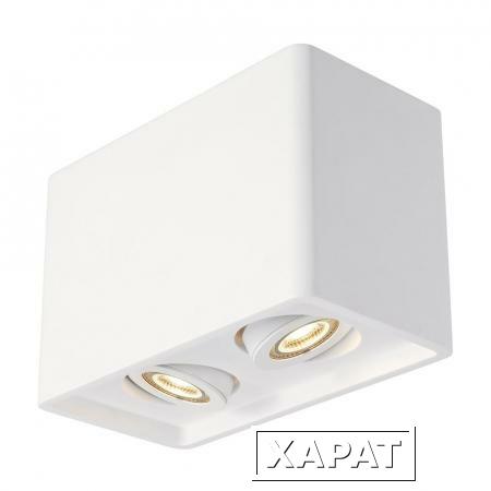 Фото PLASTRA BOX 2 светильник потолочный для 2х ламп GU10 по 35Вт макс., белый гипс | 148052 SLV