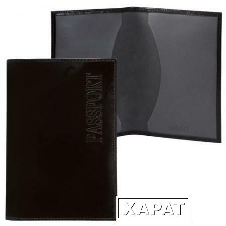 Фото Обложка для паспорта BEFLER "Classic", натуральная кожа, тиснение "Passport", черная